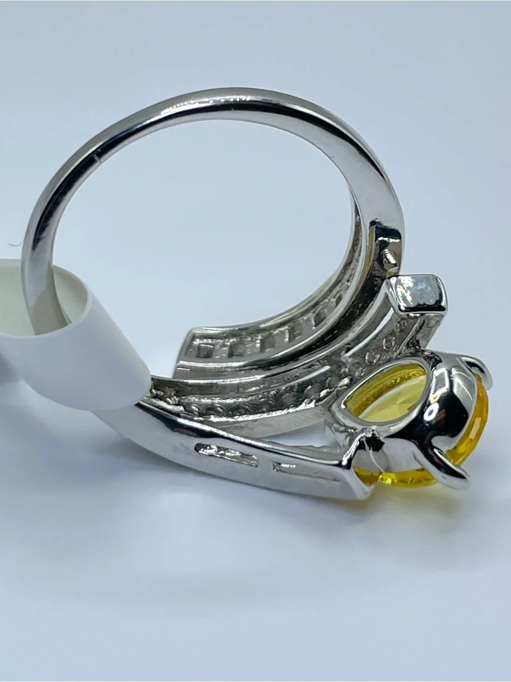 Swarovski Crystal Elements Canary Yellow Art Deco Statement Ring Sz 8